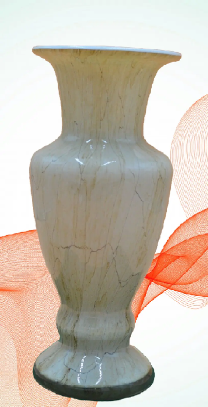 Tall Cream Art Glass Vase – Baluster Shape