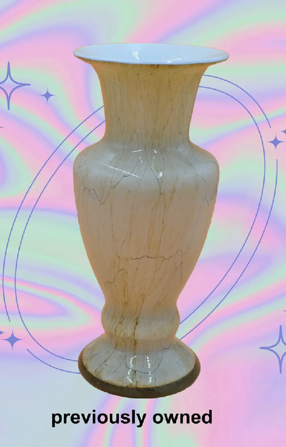 Tall Cream Art Glass Vase – Baluster Shape