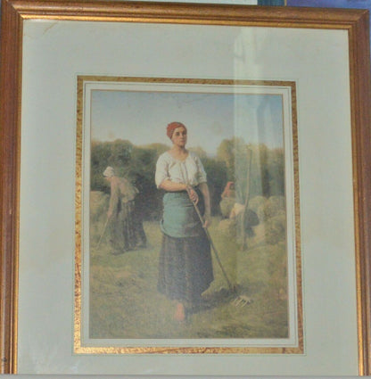 FRAMED PRINT GIRL WITH A RAKE by JULES BRETON