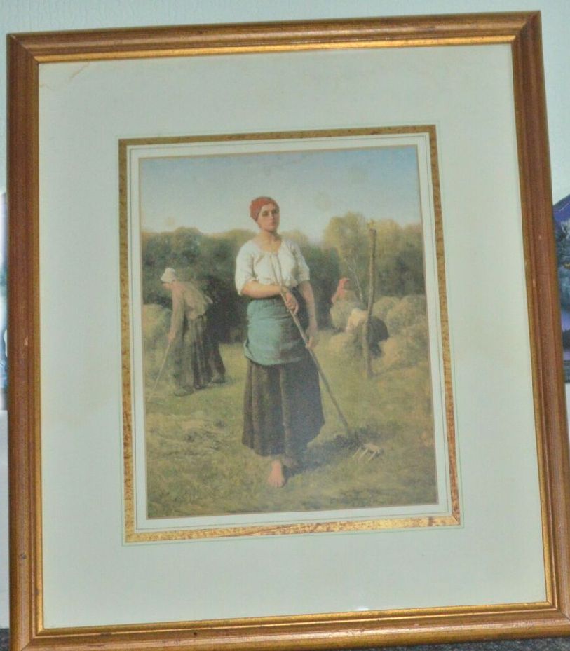 FRAMED PRINT GIRL WITH A RAKE by JULES BRETON