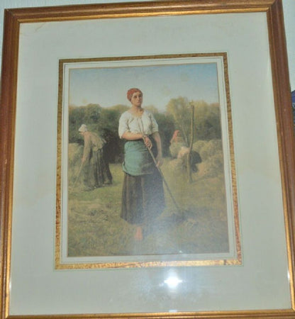 FRAMED PRINT GIRL WITH A RAKE by JULES BRETON