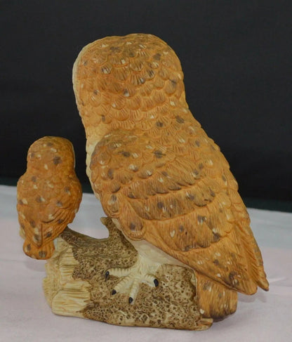 BIRD FIGURINES THREE OWLS OWL ON BRANCH OWL AND OWLET & OWL ON BASE - TMD167207