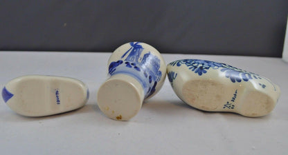 BLUE AND WHITE DELFT CLOGS & DELFT STYLE BLUE AND WHITE CLOGS PLUS SMALL VASE( PREVIOUSLY OWNED) GOOD CONDITION - TMD167207