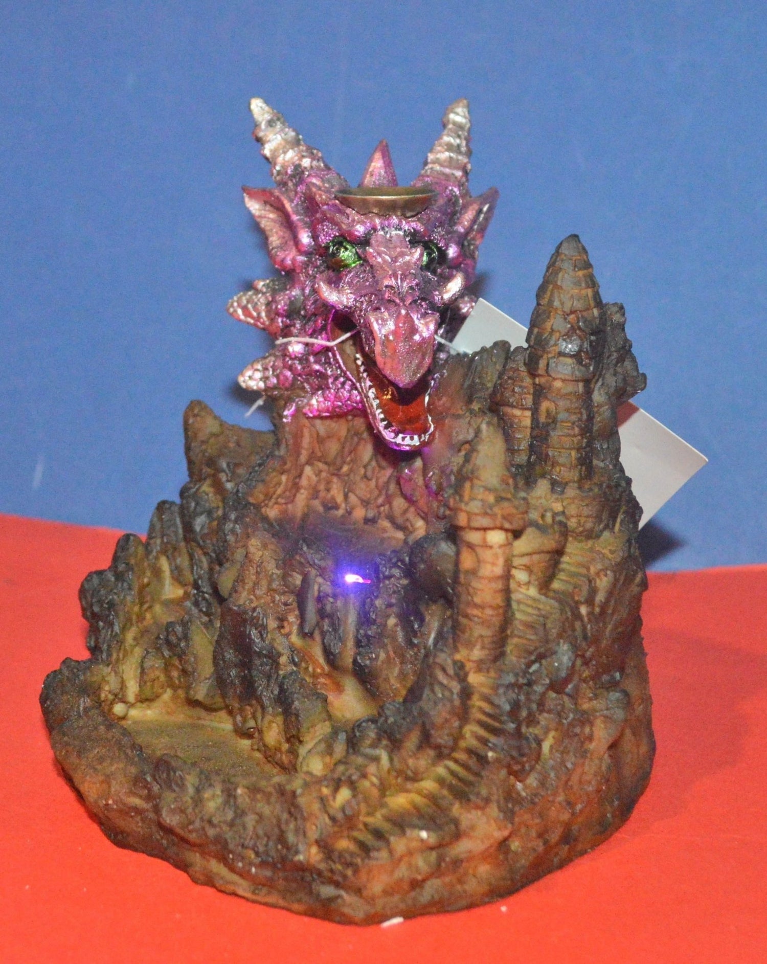 BRAND NEW SPIRIT OF EQUINOX LED PURPLE & SILVER DRAGON BACKFLOW INCENSE BURNER - TMD167207