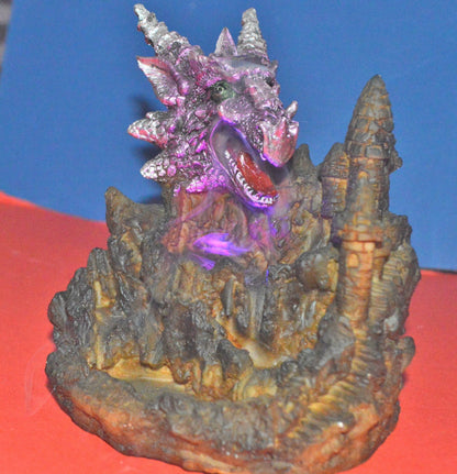 BRAND NEW SPIRIT OF EQUINOX LED PURPLE & SILVER DRAGON BACKFLOW INCENSE BURNER - TMD167207