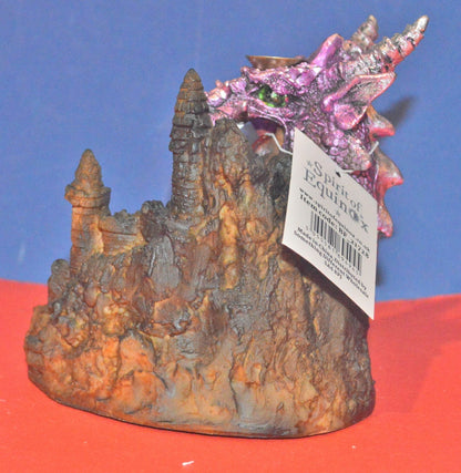 BRAND NEW SPIRIT OF EQUINOX LED PURPLE & SILVER DRAGON BACKFLOW INCENSE BURNER - TMD167207