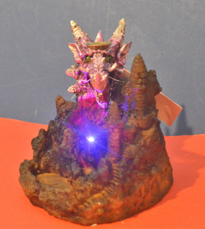 BRAND NEW SPIRIT OF EQUINOX LED PURPLE & SILVER DRAGON BACKFLOW INCENSE BURNER - TMD167207