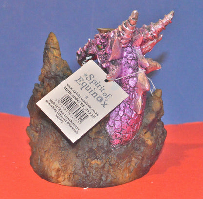 BRAND NEW SPIRIT OF EQUINOX LED PURPLE & SILVER DRAGON BACKFLOW INCENSE BURNER - TMD167207