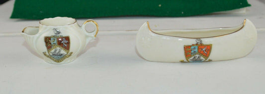 BROADSTAIRS CRESTED WARE MINIATURE SHAVING MUG & ALEXANDRA CHINA CANOE(PREVIOUSLY OWNED) GOOD CONDITION - TMD167207