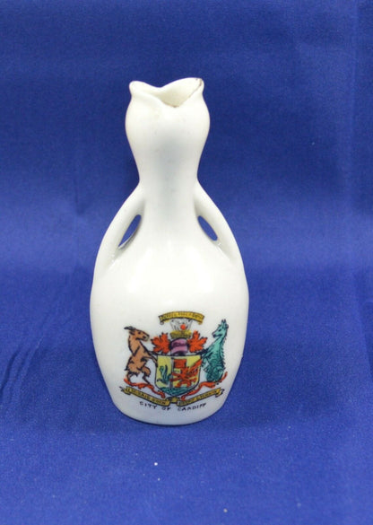 CLIFTON CHINA CRESTED WARE TWO HANDLED VASE TULIP STYLE OPENING CITY OF CARDIFF(PREVIOUSLY OWNED) - TMD167207