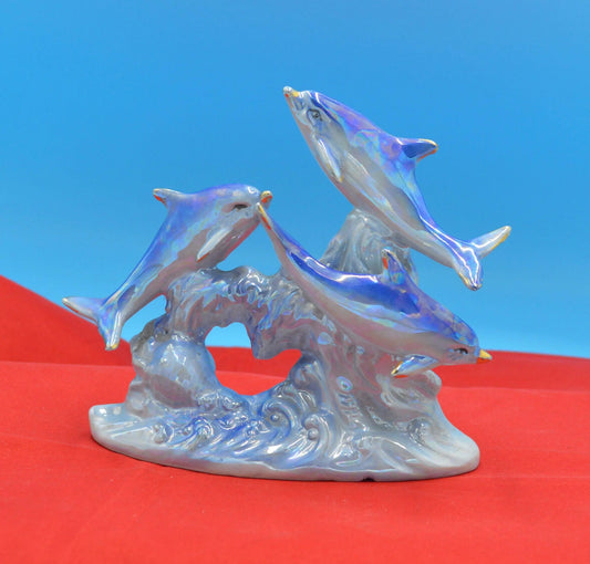 DOLPHIN ORNAMENT THREE IRIDESCENT DOLPHINS - TMD167207