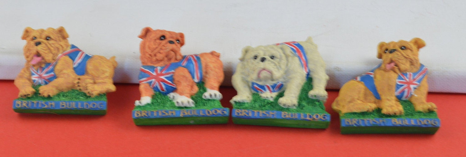 FOUR BRITISH BULLDOG FRIDGE MAGNETS CUGGLY WUGGLIES COLLECTION(SHOP CLEARANCE) - TMD167207