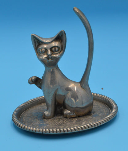 METAL CAT RING HOLDER TRINKET DISH - TMD167207