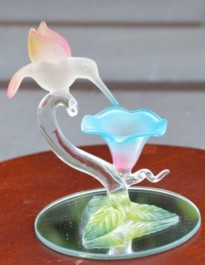 MG HAND SCULPTED GLASS HUMMINGBIRD FIGURINE - TMD167207