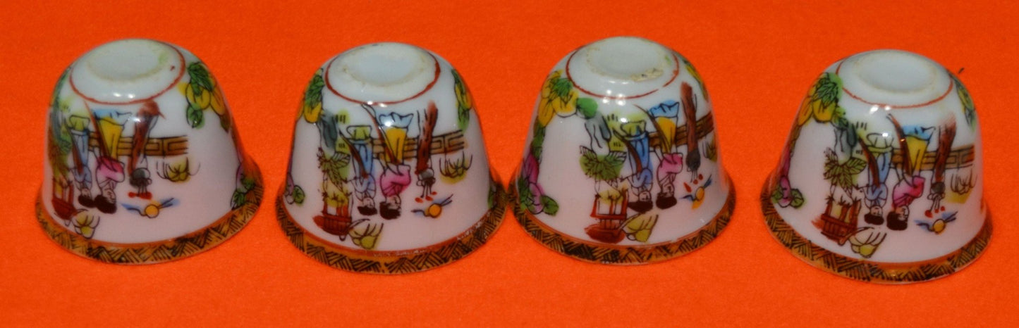 MINIATURE CHINESE TEAPOT AND FOUR CUPS(PREVIOUSLY OWNED) GOOD CONDITION - TMD167207