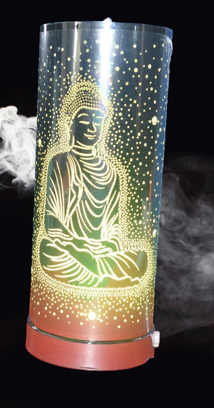 NEW COLOUR CHANGING LED AROMA LAMP WAX MELT OIL BURNER SILVER BUDDHA DESIGN - TMD167207