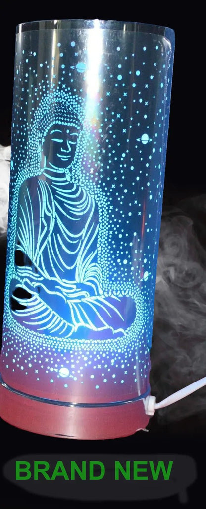 NEW COLOUR CHANGING LED AROMA LAMP WAX MELT OIL BURNER SILVER BUDDHA DESIGN - TMD167207