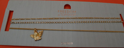 NEW TOPSHOP FREEDOM GOLD TONE CHOKER NECKLACE WITH ANGEL PENDANT - TMD167207