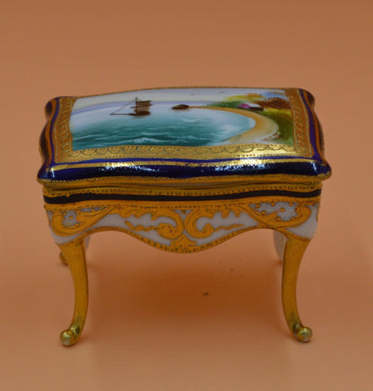 NORITAKE PIANO STOOL SHAPED TRINKET BOX SCENIC LID - TMD167207