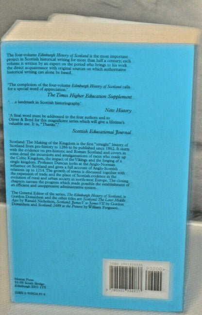 SECONDHAND BOOK SCOTLAND THE MAKING OF THE KINGDOM THE EDINBURGH HISTORY OF SCOTLAND VOL 1(PREVIOUSLY OWNED) GOOD CONDITION - TMD167207