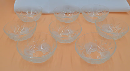 TABLEWARE LUMINARC SCARLETT SATINE EIGHT GLASS BOWLS OPAQUE ROSE DESIGN - TMD167207