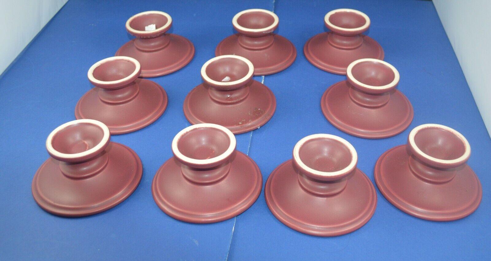 TEN DARK RED CIRCULAR CANDLE HOLDERS - TMD167207