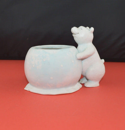 THREE POTTERY PLANTERS ONE WHITE ONE FLORAL ONE WITH A POLAR BEAR(PREVIOUSLY OWNED) GOOD CONDITION - TMD167207